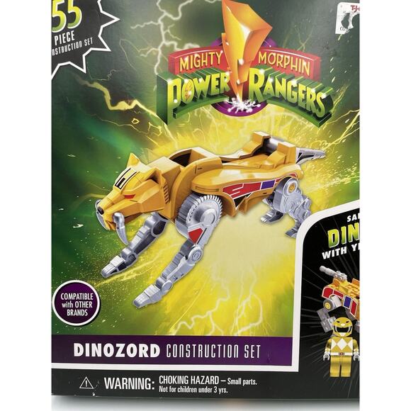 Power Rangers Construction Set SABERTOOTH Dinozord Yellow Ranger 155 Pieces New - Picture 2 of 8